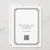 Retro Elegant Zwart Art Deco QR RSVP Bruiloft Kaart (Achterkant)