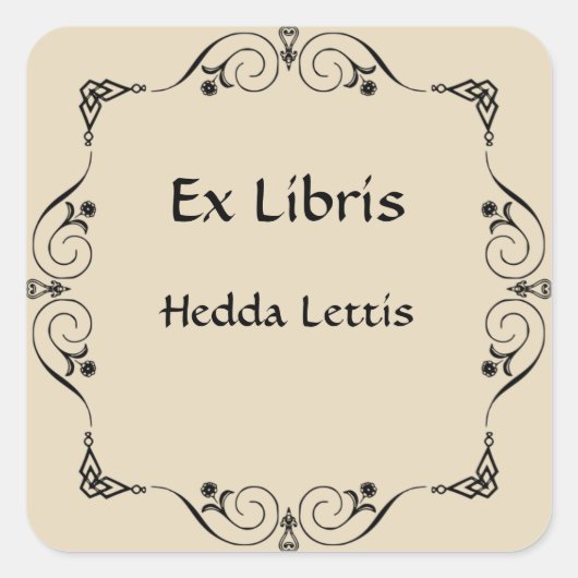 Retro Elegante Bloemen Bloemen Boekplaat Vierkante Sticker (Voorkant)