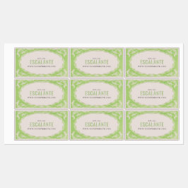 Retro Elegante Bloemen Groene Beige Lijst Labels