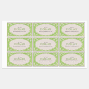 Retro Elegante Bloemen Groene Beige Lijst Labels