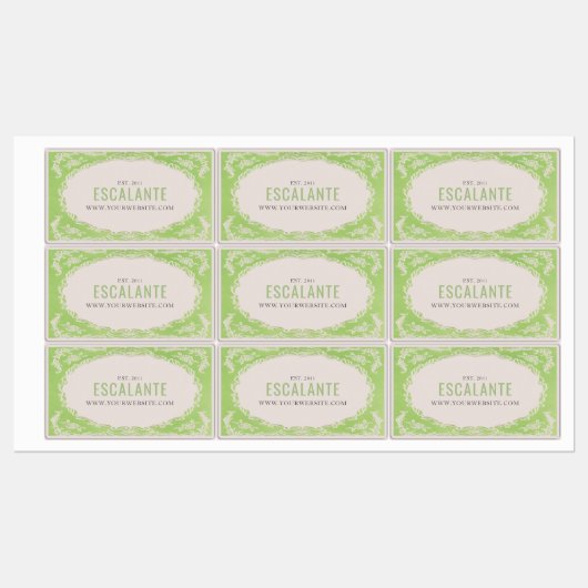  Retro Elegante Bloemen Groene Beige Lijst Labels (Vel)