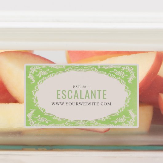  Retro Elegante Bloemen Groene Beige Lijst Labels (Aangebracht)