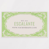  Retro Elegante Bloemen Groene Beige Lijst Labels (Design 2)