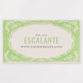  Retro Elegante Bloemen Groene Beige Lijst Labels (Design 1)