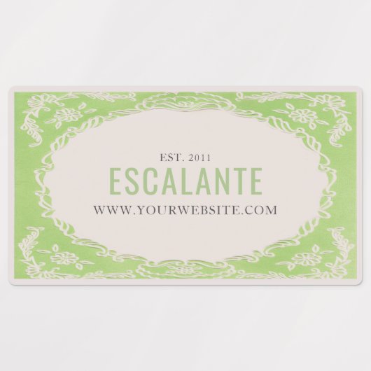  Retro Elegante Bloemen Groene Beige Lijst Labels (Design 1)