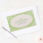 Retro Elegante Bloemen Groene Beige Lijst Rechthoekige Sticker (Envelop)