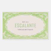 Retro Elegante Bloemen Groene Beige Lijst Rechthoekige Sticker (Voorkant)