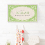 Retro Elegante Bloemen Groene Beige Lijst Spandoek (Insitu)