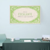 Retro Elegante Bloemen Groene Beige Lijst Spandoek (Beurs)