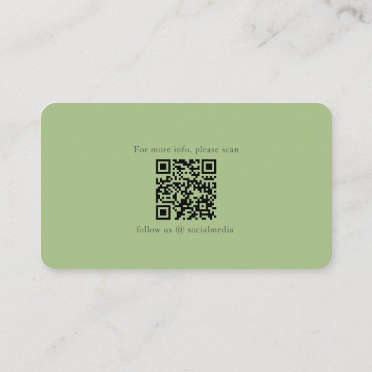 Retro Elegante Bloemen Groene Beige Lijst Visitekaartje (Achterkant)