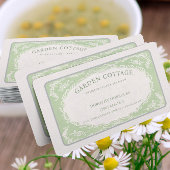  Retro Elegante Bloemen Groene Beige Lijst Visitekaartje