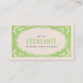  Retro Elegante Bloemen Groene Beige Lijst Visitekaartje (Voorkant)