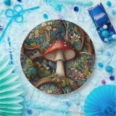 Retro elegante boheemse paddenstoelenbos papieren bordje (Feest)