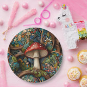 Retro elegante boheemse paddenstoelenbos papieren bordje (Feest)