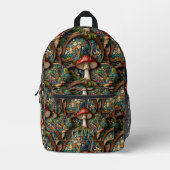 Retro elegante bohemian paddenstoel bospatroon bedrukte rugzak (Voorkant)