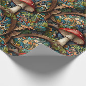 Retro elegante bohemian paddenstoel bospatroon cadeaupapier (Hoek)