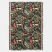 Retro elegante bohemian paddenstoel bospatroon deken (Voorkant Verticaal)