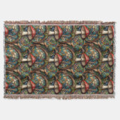 Retro elegante bohemian paddenstoel bospatroon deken (Voorkant)