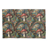 Retro elegante bohemian paddenstoel bospatroon kussensloop (Voorkant)