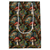 Retro elegante bohemian paddenstoel bospatroon medium cadeauzakje (Achterkant)