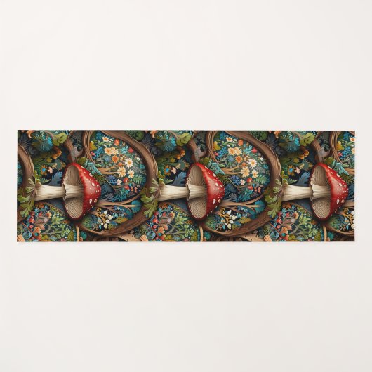 Retro elegante bohemian paddenstoel bospatroon yogamat (Voorkant (horizontaal))