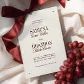 Retro Elegante Bourgondië & Ivoor formele bruiloft Kaart