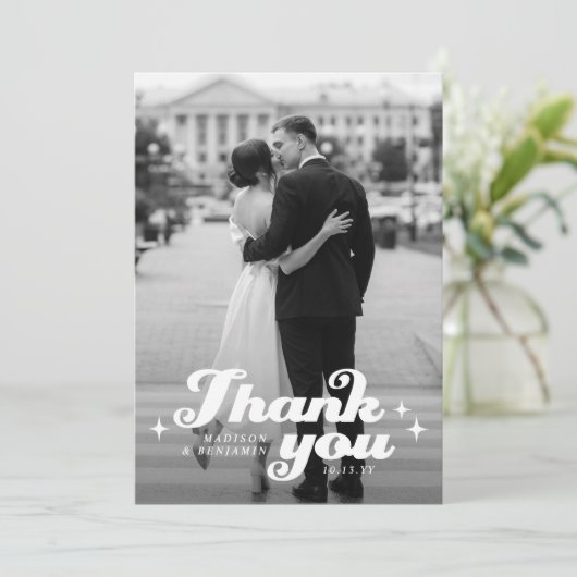 Retro Elegante bruiloft Bedankkaart (Staand voorkant)