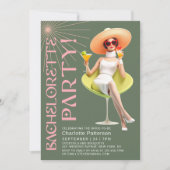 Retro Elegante Cocktails Bachelorette Party Kaart (Voorkant)