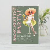 Retro Elegante Cocktails Bachelorette Party Kaart (Staand voorkant)