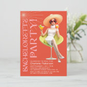 Retro Elegante Cocktails Bachelorette Party Kaart (Staand voorkant)
