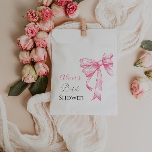 Retro Elegante Coquette Roze Strik Bruidsmeisjesfe Bedankzakje