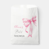 Retro Elegante Coquette Roze Strik Bruidsmeisjesfe Bedankzakje (Voorkant)