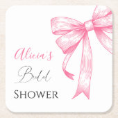 Retro Elegante Coquette Roze Strik Bruidsmeisjesfe Kartonnen Onderzetters (Voorkant)