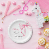 Retro Elegante Coquette Roze strik Vrijgezellenfee Papieren Bordje (Feest)