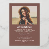 Retro Elegante foto Graduation Party Goud Folie Uitnodiging (Achterkant)