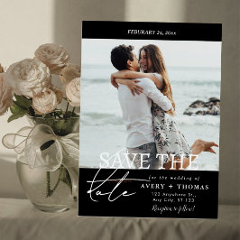 Retro, Elegante Kaart, Romantische Foto Save the D Folie Uitnodiging