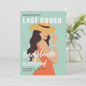 Retro Elegante Laatste Rodeo Roze Groene Bachelore Kaart (Staand voorkant)