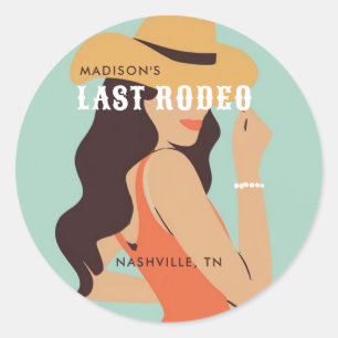 Retro Elegante Laatste Rodeo Roze Groene Bachelore Ronde Sticker