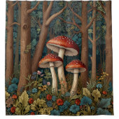 Retro elegante paddenstoelenbos douchegordijn (Voorkant)