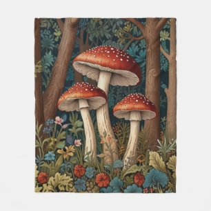 Retro elegante paddenstoelenbos fleece deken