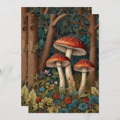 Retro elegante paddenstoelenbos kaart (Voorkant / Achterkant)