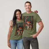 Retro elegante paddenstoelenbos t-shirt (Unisex)