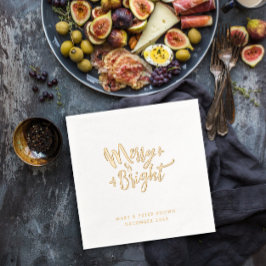 Retro Elegante Vrolijke En Heldere Glam Kerst Typo Folie Servetten
