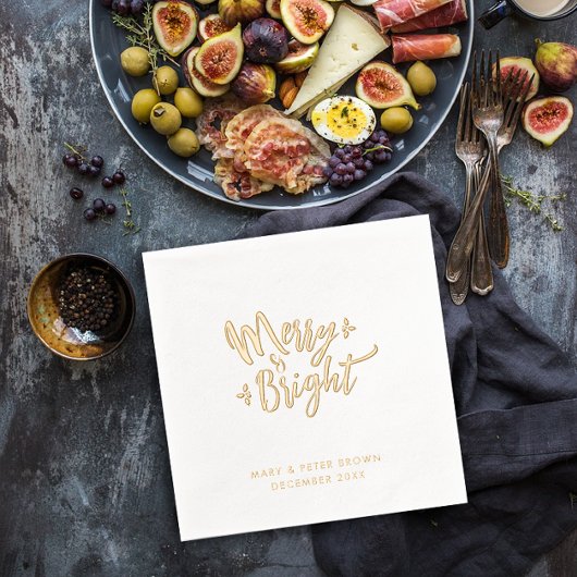 Retro Elegante vrolijke en heldere glamour kerstty Folie Servetten