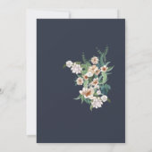 Retro Elegante witte Bloem Lijst Navy Achtergrond  Kaart (Achterkant)