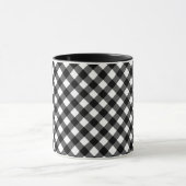 Retro Elegante Zwart en Wit Gingham Mok (Midden)