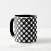 Retro Elegante Zwart en Wit Gingham Mok (Voorkant links)