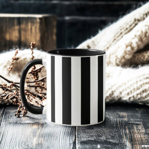 Retro Elegante Zwart-Wit Streep Mok