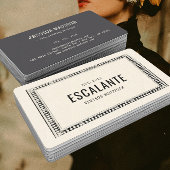  retro elegante zwarte rand beige visitekaartje