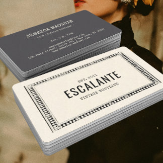  retro elegante zwarte rand beige visitekaartje